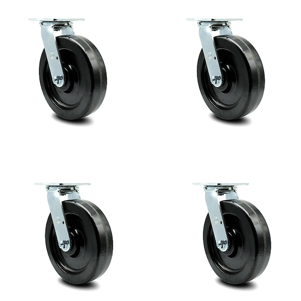 8 Inch Phenolic Swivel Caster Set with Roller Bearing and Swivel Lock SCC